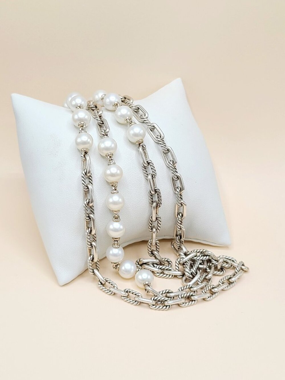 David Yurman Madison Chain Necklace w/ Pearls - 36" - RARE - Picture 10 of 15
